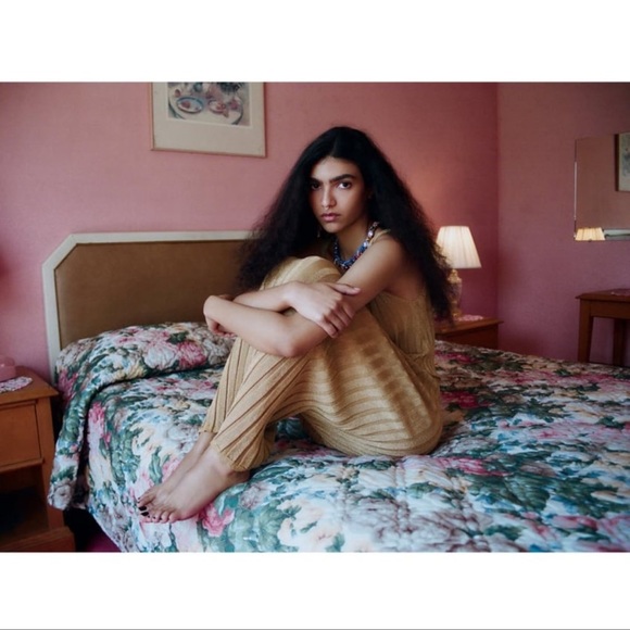 NEW ZARA METALLIC THREAD OPENWORK DRESS SLEEVELESS MIDI ROUND NECK SIZE S - Picture 2 of 7